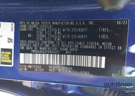 2023 Toyota Corolla Cross Le из США, поврежденный, VIN 7MUBAABG5PV065607